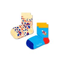 Happy Socks childrens socks unisex, 2-pack - crew socks, organic cotton, colour mix Into Space 13-21 (UK 0-4.5)
