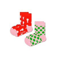 Happy Socks childrens socks unisex, 2-pack - crew socks, organic cotton, colour mix Milkshake 13-21 (UK 0-4.5)