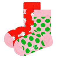 Happy Socks Kinder Socken unisex, 2er Pack - Crew Socks, Bio-Baumwolle, Farbmix Milkshake 13-21