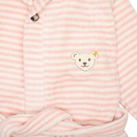 Steiff Children Bathrobe - Swimwear, Cotton, Hood, Pocket, Stripes, Bear Pink/White 92