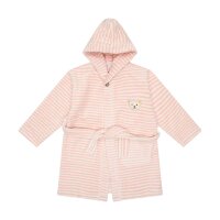 Steiff Kinder Bademantel - Bademode, Baumwolle, Kapuze, Tasche, Streifen, Bär Rosa/Weiß 92