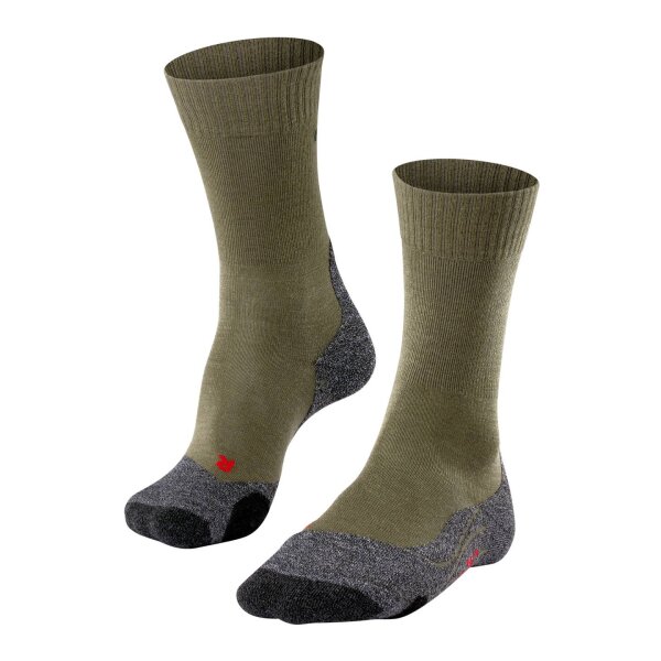 FALKE Mens Socks - Trekking Socks TK2, padding, merino wool mix Olive green 46-48 (11-12.5 UK)