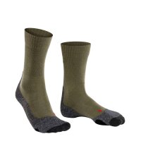 FALKE Mens Socks - Trekking Socks TK2, padding, merino wool mix Olive green 46-48 (11-12.5 UK)