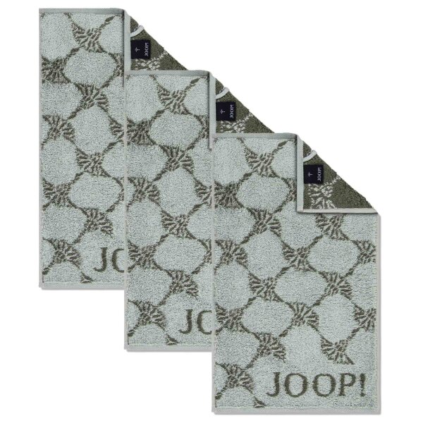 JOOP! Gästetuch Classic Frottierkollektion, 3er Pack - Walkfrottier Salbei Cornflower 30x50cm