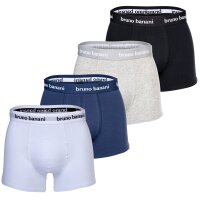 Bruno Banani Herren Boxershorts 4er Pack - Every Day, Baumwolle Schwarz/Grau/Weiß/Blau M