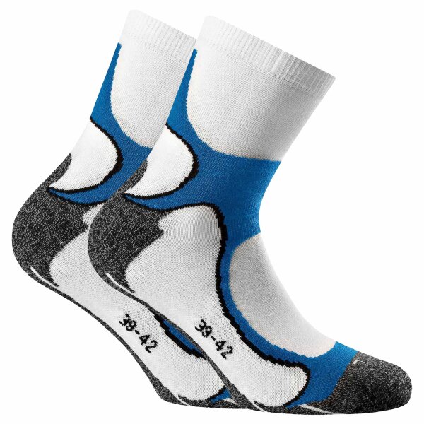 Rohner Basic Unisex Running Quarter Socken, 2er Pack - Sportsocken, Outdoor, Walking Weiß/Blau 43-46