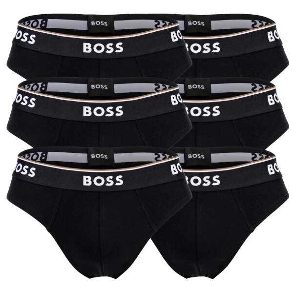 BOSS Herren Slips, 6er Pack - Briefs 3P Power, Cotton Stretch, Logo, einfarbig Schwarz M