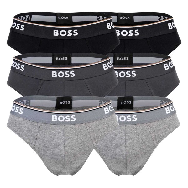 BOSS Mens Briefs, 3-pack - Briefs 3P Power, Cotton Stretch, Logo, Plain Grey M (Medium)