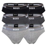 BOSS Herren Slips, 6er Pack - Briefs 3P Power, Cotton Stretch, Logo, einfarbig Grau M