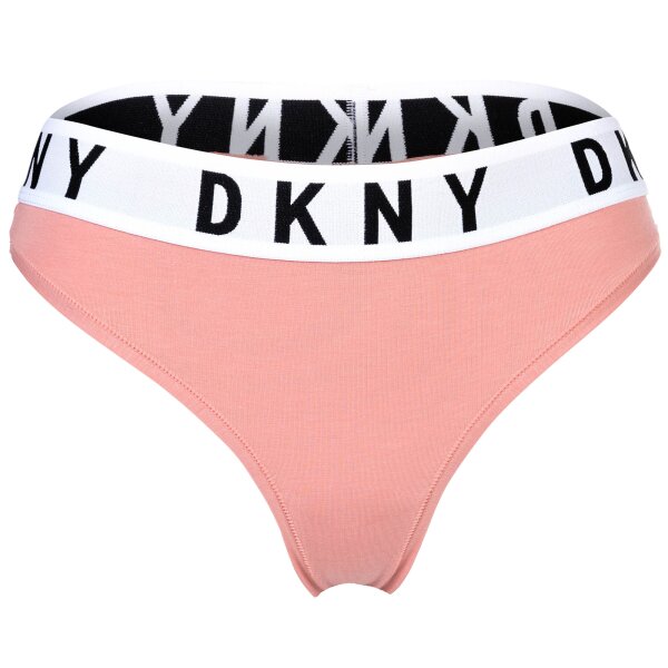 DKNY Damen String - Tanga, Cotton Modal Stretch, Logobund, einfarbig Altrosa XL