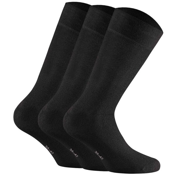 Rohner unisex socks, 3-pack - Cotton, short socks, basic, solid color Black 43-46 (8.5-11 UK)