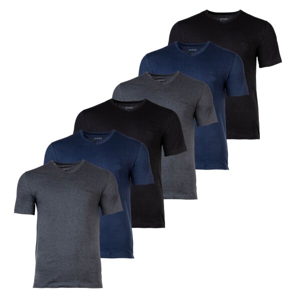 BOSS Mens T-shirt, 6-pack - TShirtVN 6P Classic, vest, V-neck, Cotton Blue/Grey/Black L (Large)