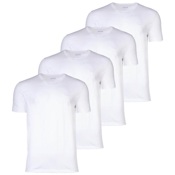 BOSS Herren T-Shirt, 4er Pack - TShirtRN Comfort, Unterhemd, Rundhals, Cotton Weiß S