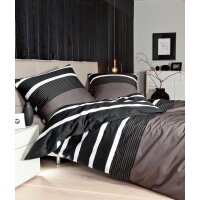 Janine bed linen 2 pieces - maco satin, cotton, striped Brown 135x200cm