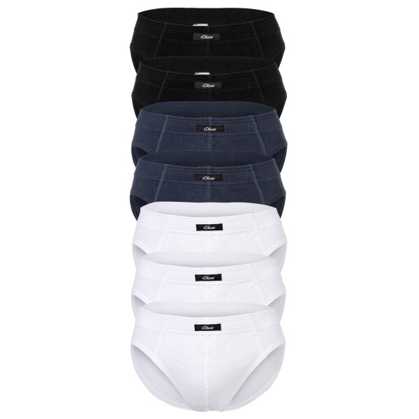 s.Oliver Herren Slips, 7er Pack - Slipdose, Baumwolle, einfarbig Schwarz/Blau/Weiß L