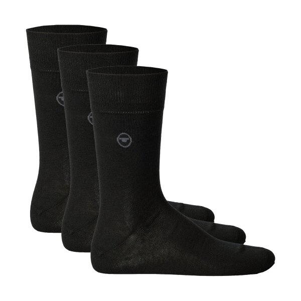 TOM TAILOR 3-Pack Men´s Socks - Basic, unicoloured Black 39-42 (UK 5,5-8)