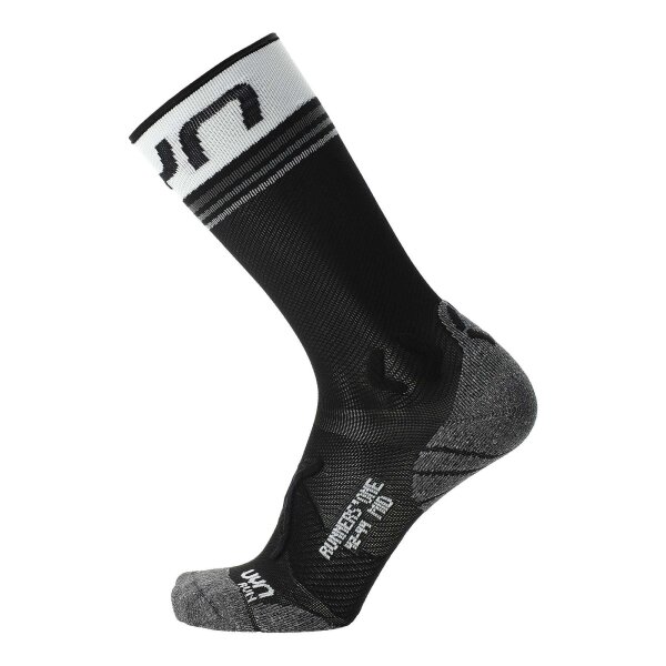 UYN Herren Running Socken - One Mid Socks, Crew Socken, Polyamide, Logo Schwarz/Weiß 35-38