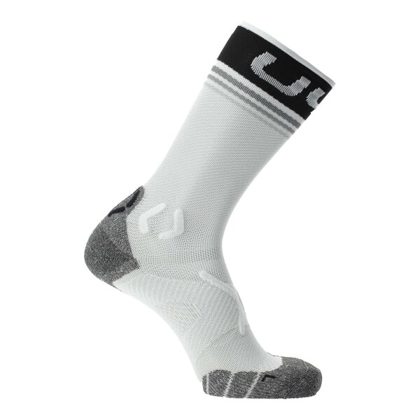 UYN Damen Running Socken - One Mid Socks, Crew Socken, Polyamide, Logo Schwarz/Weiß 37-38