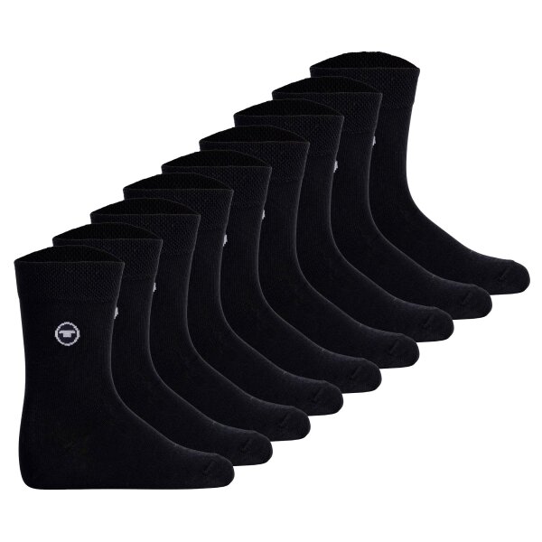 TOM TAILOR Unisex Kinder Socken, 9er Pack - Strümpfe, Baumwolle, Logo, einfarbig Schwarz 23-26