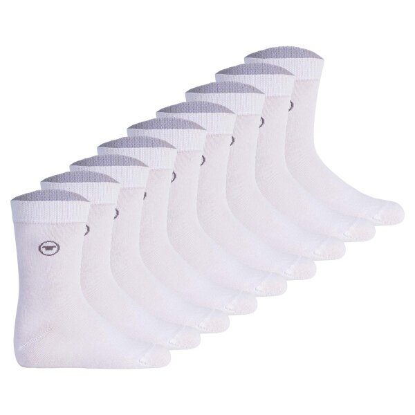 TOM TAILOR Unisex Kids Socks, 3-Pack - Socks, Cotton, Logo, solid color White 35-38