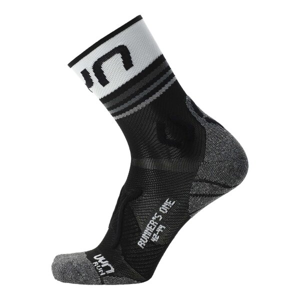 UYN Damen Running Socken - One Short Socks, Sneaker Socken, Polyamide, Logo Schwarz/Weiß 35-36