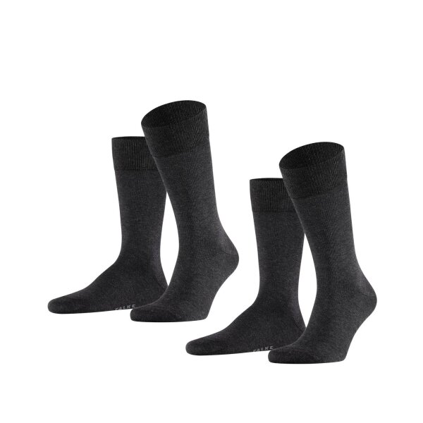 FALKE Herren Socken, 2er Pack - Happy, Kurzsocken, Baumwolle Anthrazit 39-42
