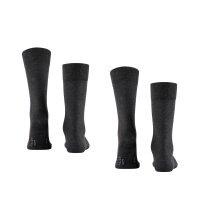 FALKE Herren Socken, 2er Pack - Happy, Kurzsocken, Baumwolle Anthrazit 39-42