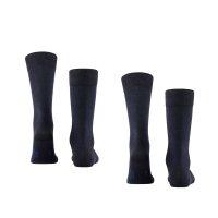 FALKE mens socks, 2-pack - Happy, short socks, cotton Black blue 39-42 (UK 5,5-8)