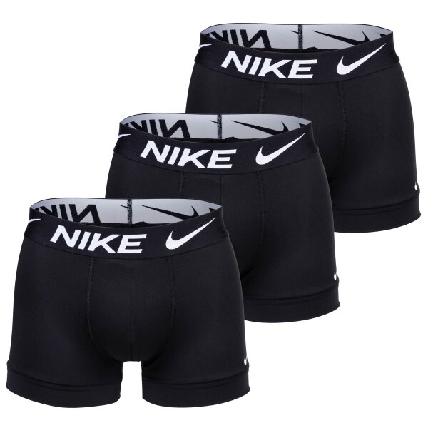 NIKE Herren Boxer Shorts, 3er Pack - Trunks, Dri-Fit Micro, Logobund Schwarz L