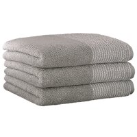 CAWÖ Handtuch, 3er Pack - Luxury Home, C Two-Tone, Walkfrottier Platin 50x100cm
