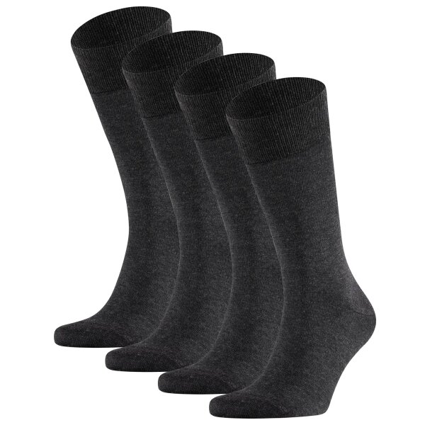 FALKE Herren Socken, 4er Pack - Happy, Kurzsocken, Baumwolle Anthrazit 39-42