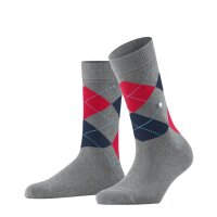 Burlington Damen Socken 3er Pack - Queen, Kurzstrümpfe, Baumwolle, Rautenmuster, Logoemblem Grau/Blau/Rot 36-41