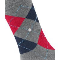 Burlington Damen Socken 3er Pack - Queen, Kurzstrümpfe, Baumwolle, Rautenmuster, Logoemblem Grau/Blau/Rot 36-41