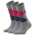 Burlington Damen Socken 3er Pack - Queen, Kurzstrümpfe, Baumwolle, Rautenmuster, Logoemblem Grau/Blau/Rot 36-41