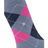 Burlington Damen Socken 3er Pack - Queen, Kurzstrümpfe, Baumwolle, Rautenmuster, Logoemblem Blaugrau/Pink/Dunkelblau 36-41