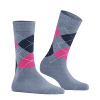 Burlington Damen Socken - Queen, Kurzstrümpfe, Baumwolle, Rautenmuster, Logoemblem Blue gray/pink/dark blue 36-41