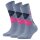 Burlington Damen Socken - Queen, Kurzstrümpfe, Baumwolle, Rautenmuster, Logoemblem Blue gray/pink/dark blue 36-41