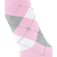 Burlington Damen Socken 3er Pack - Queen, Kurzstrümpfe, Baumwolle, Rautenmuster, Logoemblem Rosa/Weiß/Hellgrau 36-41