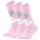 Burlington Damen Socken 3er Pack - Queen, Kurzstrümpfe, Baumwolle, Rautenmuster, Logoemblem Rosa/Weiß/Hellgrau 36-41