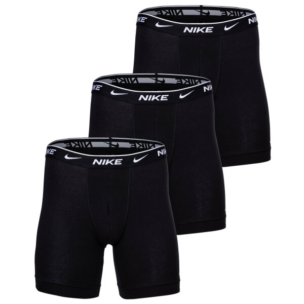 NIKE Herren Boxer Shorts, 3er Pack - Boxer Brief long, Cotton Stretch, Logobund Schwarz L