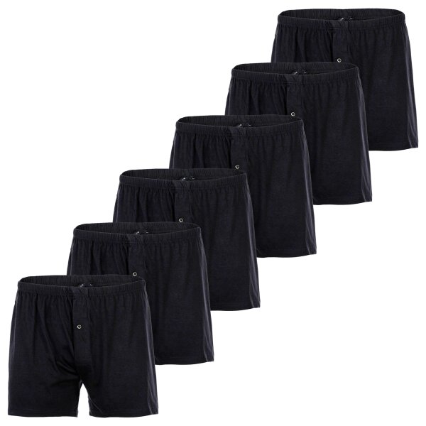 YOURBASICS Herren Jersey-Boxershorts, 6er Pack - Cotton, Eingriff mit Knopf, Muster, Multipack Schwarz L
