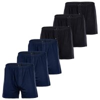 YOURBASICS Herren Jersey-Boxershorts, 6er Pack - Cotton, Eingriff mit Knopf, Muster, Multipack Schwarz/Blau XL