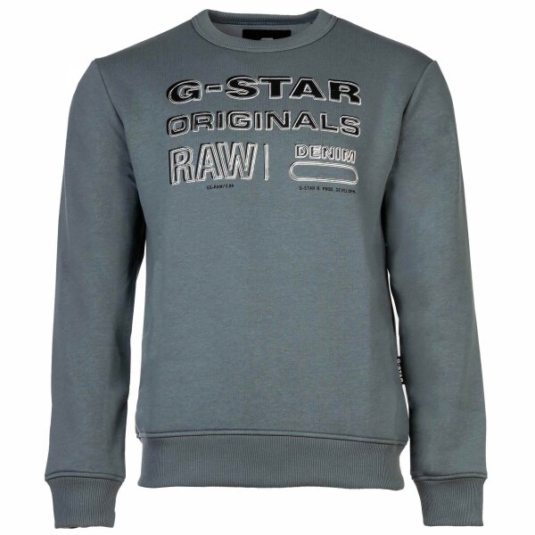 G-STAR RAW Men Sweater - Originals Stamp, round neck, sweatshirt, sweater, logo, solid color