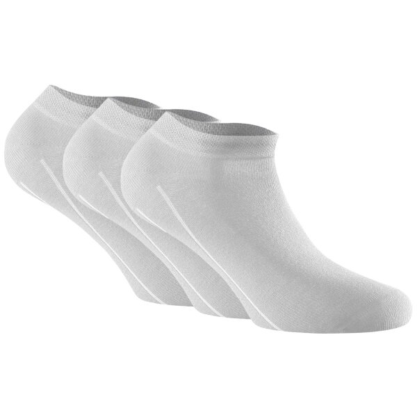 Rohner Basic Unisex Sneaker Socken, 3er Pack - Bambus Weiß 43-46