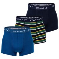 GANT mens boxer shorts, 3-pack - Stripe Trunks, Cotton Stretch, plain/striped