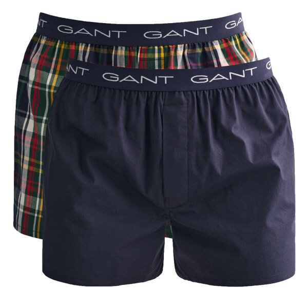 GANT mens woven boxer shorts, 2-pack - Woven Boxer, cotton, plain/patterned
