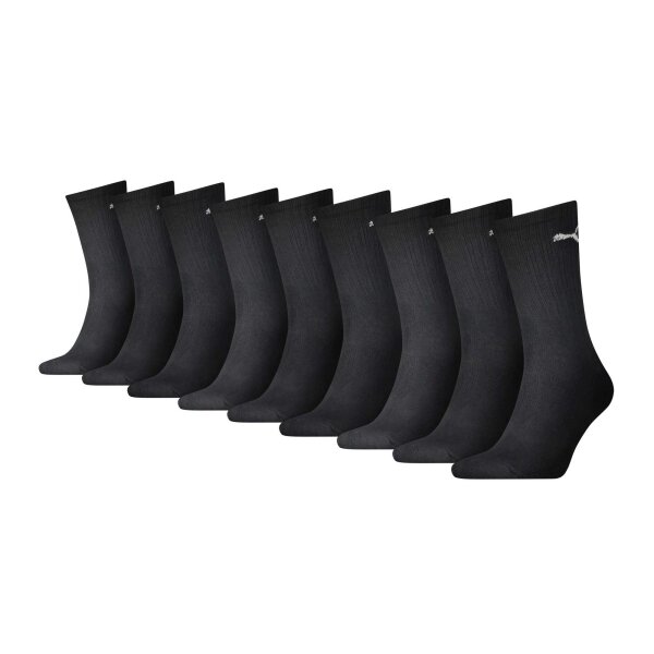PUMA Unisex Socken, 9er Pack - Sport Crew Sock,Tennissocken, ECOM Schwarz 35-38