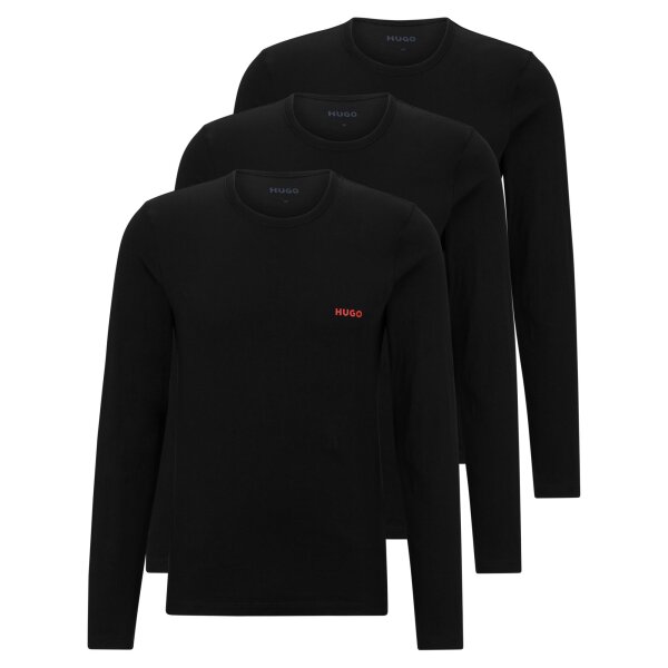 HUGO Herren Longsleeve, 3er Pack - RN Triplet, Langarm Shirt, Rundhals, Logo Schwarz S