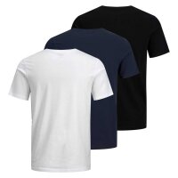 Jack & Jones Mens T-Shirt, 3 Pack - JJECORP LOGO TEE O-NECK, Logo Print, Cotton White/Navy/Black M (Medium)
