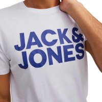 JACK&JONES Herren T-Shirt, 3er Pack - JJECORP LOGO TEE O-NECK, Logo-Print, Baumwolle Weiß/Marineblau/Schwarz M